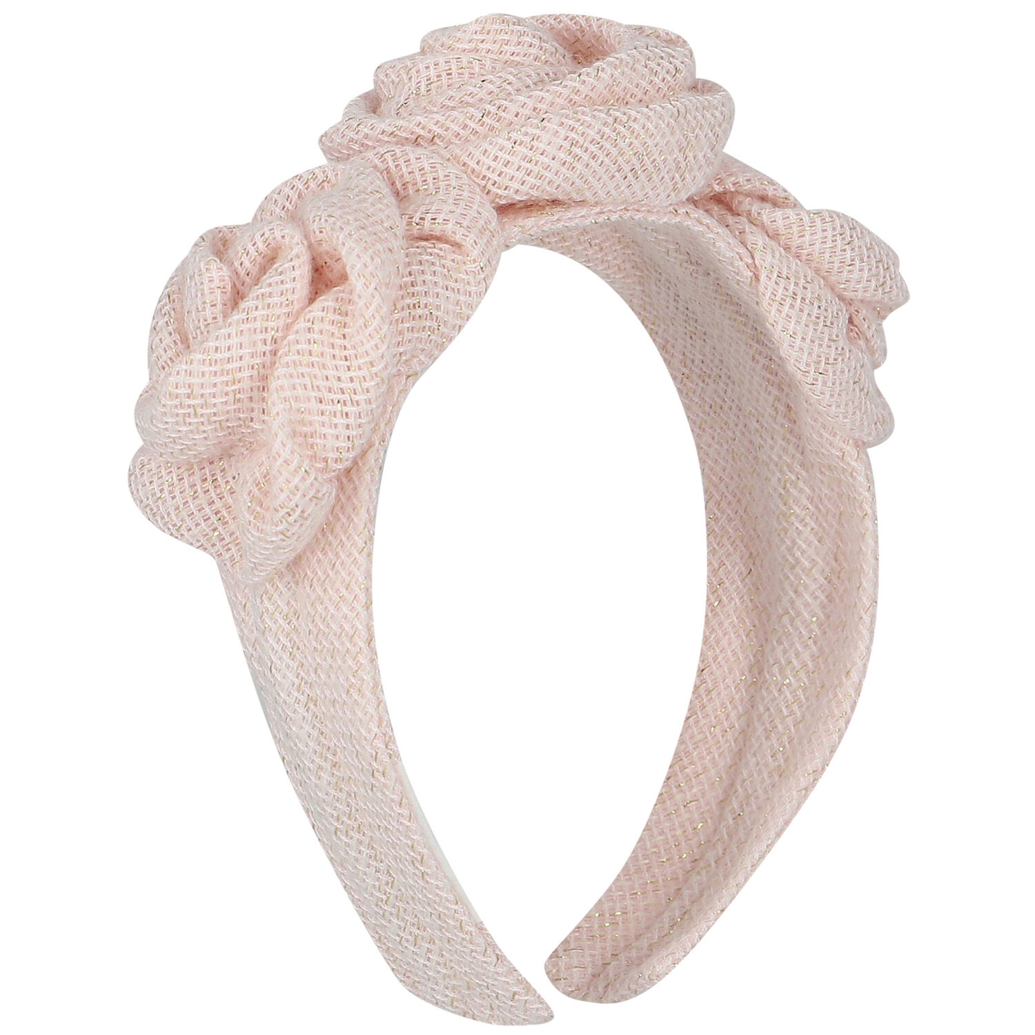 Girls Pink & Gold Floral Heaband, 1, hi-res