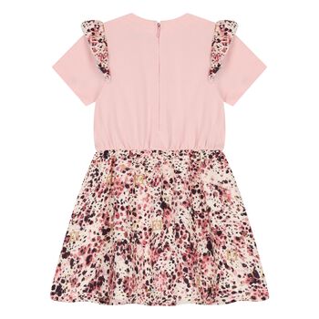 Younger Girls Pink Logo Ruffled Dress