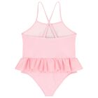 Younger Girls Pink Teddy Bear Ruffled Swimsuit, 1, hi-res