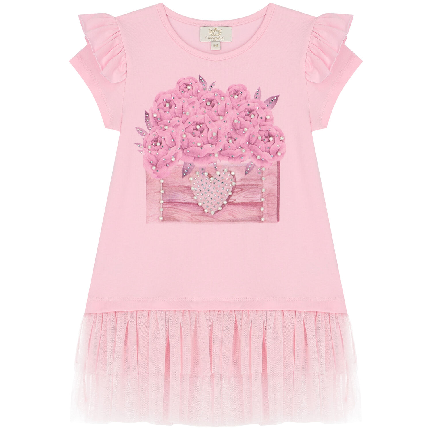 Girls Pink Embellished Flower Leggings Set, 1, hi-res