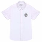 Boys White Embroidered Logo Shirt, 1, hi-res