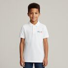 Boys White Logo Polo Shirt, 1, hi-res