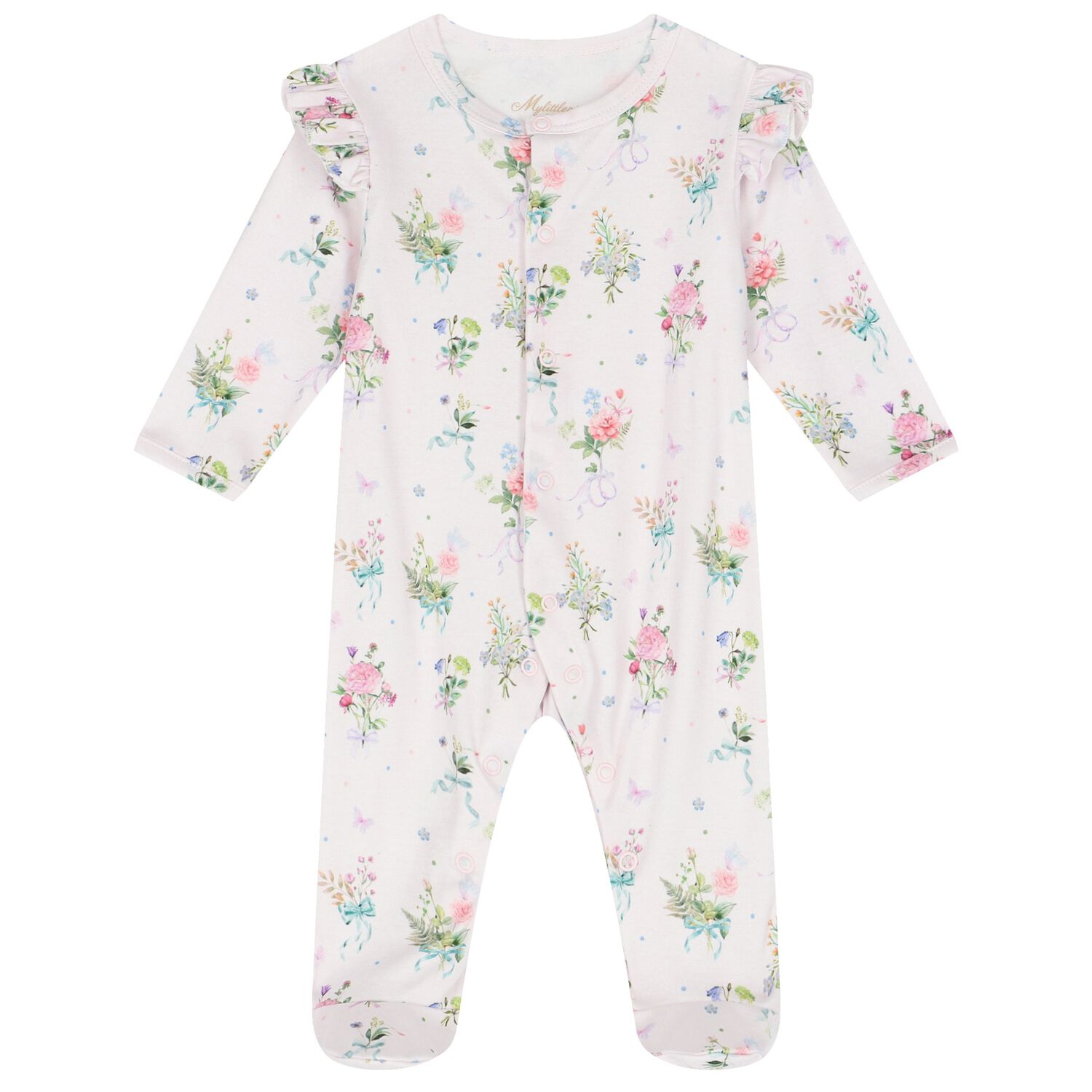Baby Girls Pink Floral Babygrow, 1, hi-res