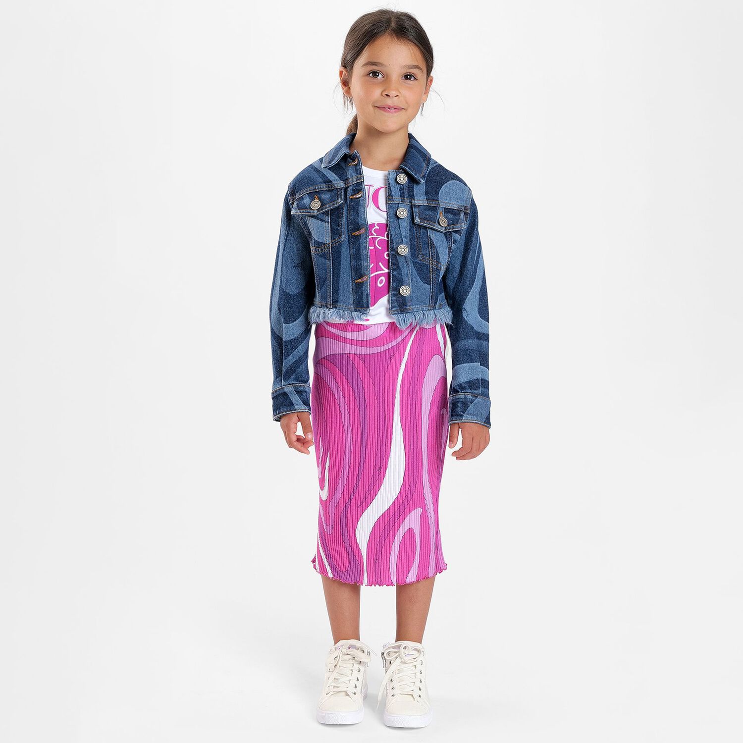 Girls White Embroidered Logo T-Shirt, 1, hi-res