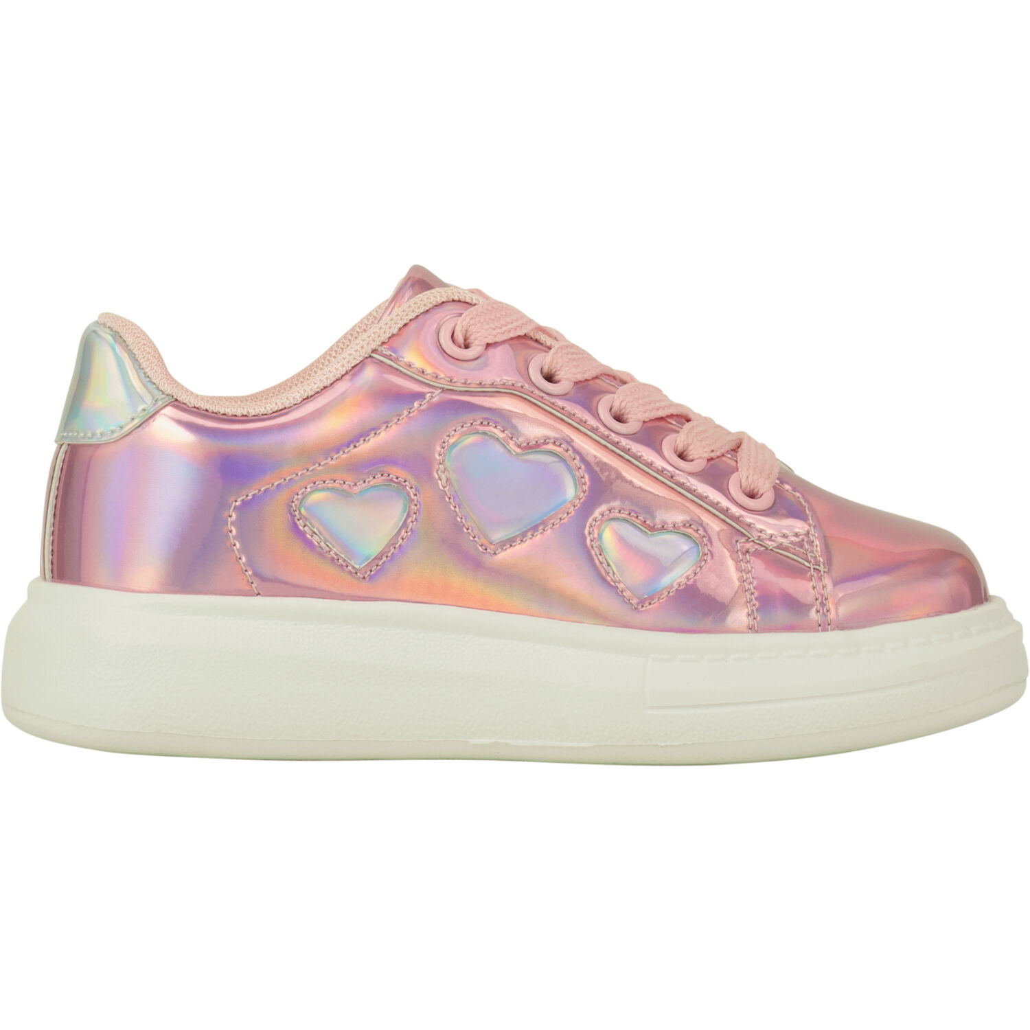 Girls Pink Hearts Trainers, 1, hi-res