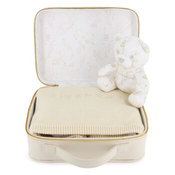 White & Beige Toile de Jouy Baby Gift Set