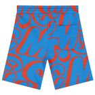 Boys Blue & Red Logo Shorts, 1, hi-res