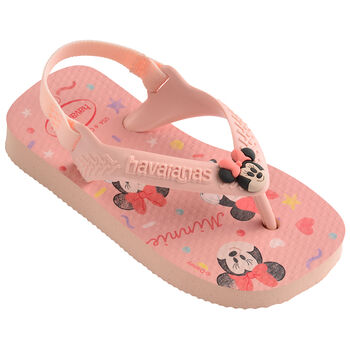 Baby Girls Pink Disney Logo Flip Flops