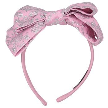 Girls Pink & Silver Jacquard Floral Headband