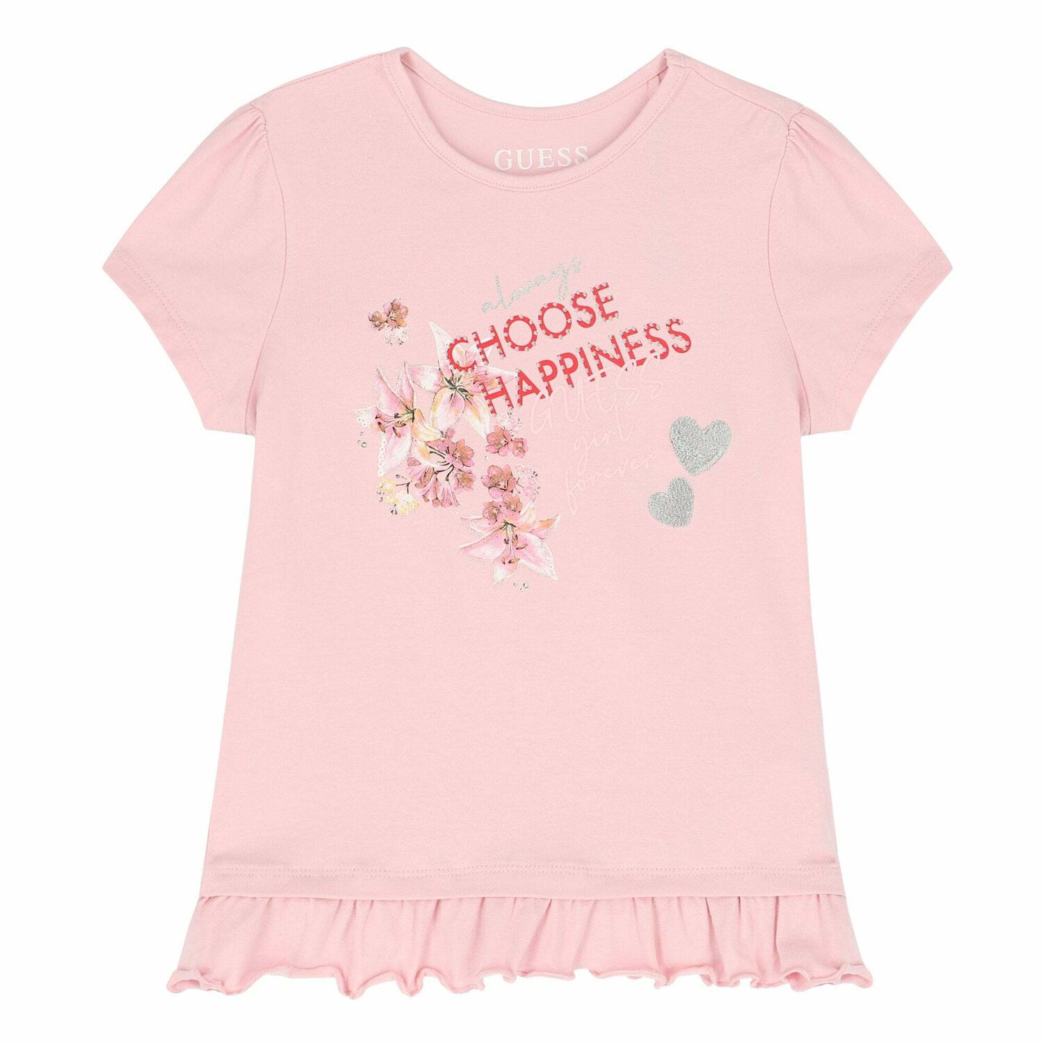 Girls Pink Floral Top, 1, hi-res