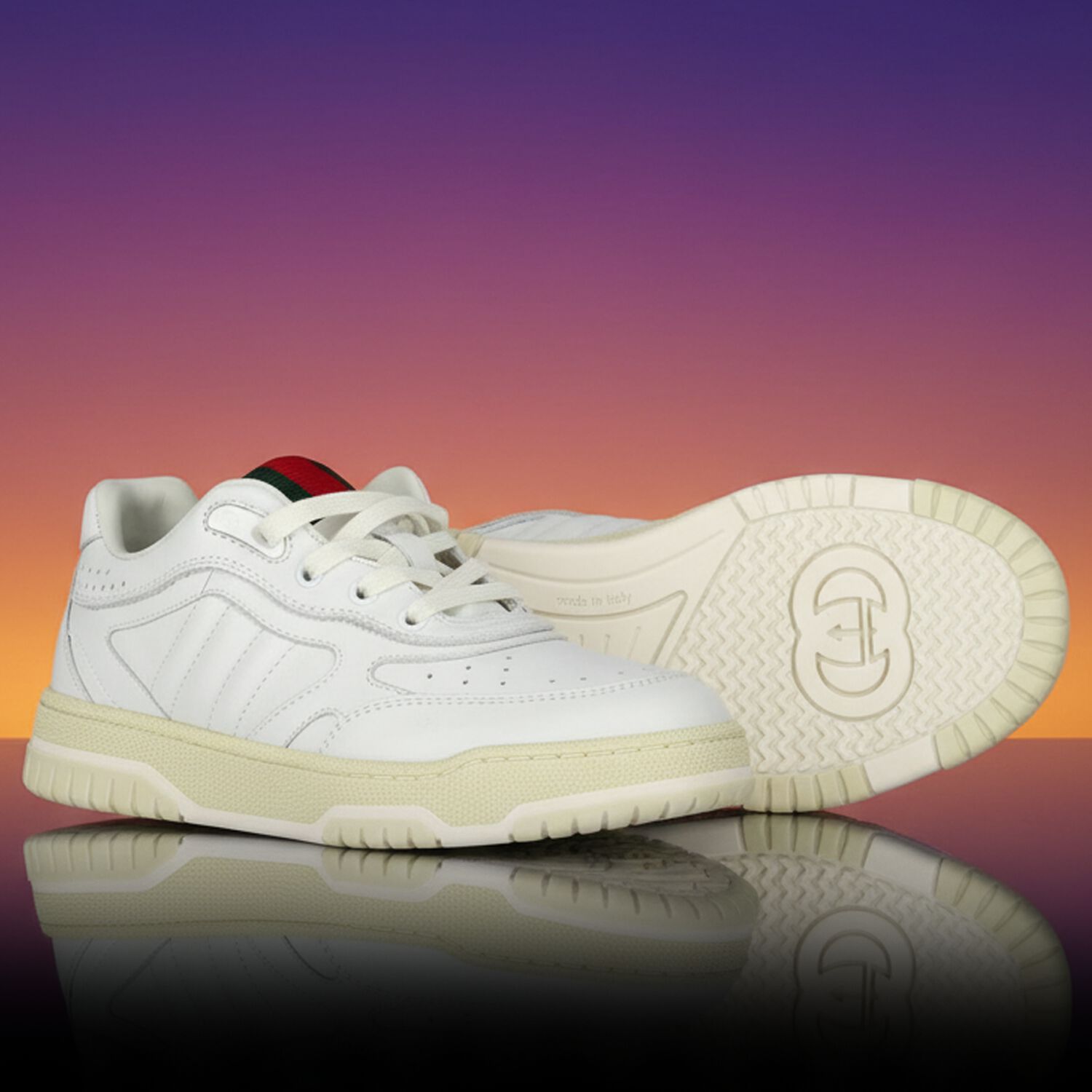 White Web Striped Trainers, 1, hi-res