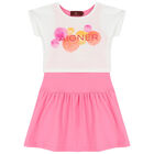 Girls White & Pink Logo Dress Set, 1, hi-res