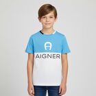 Boys Blue & White Logo T-Shirt, 3, hi-res