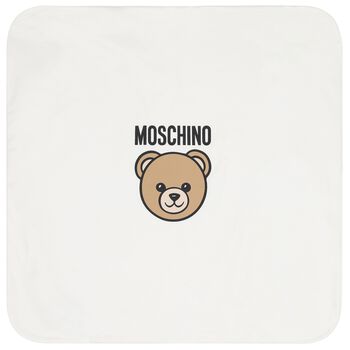 White Teddy Bear Logo Baby Blanket