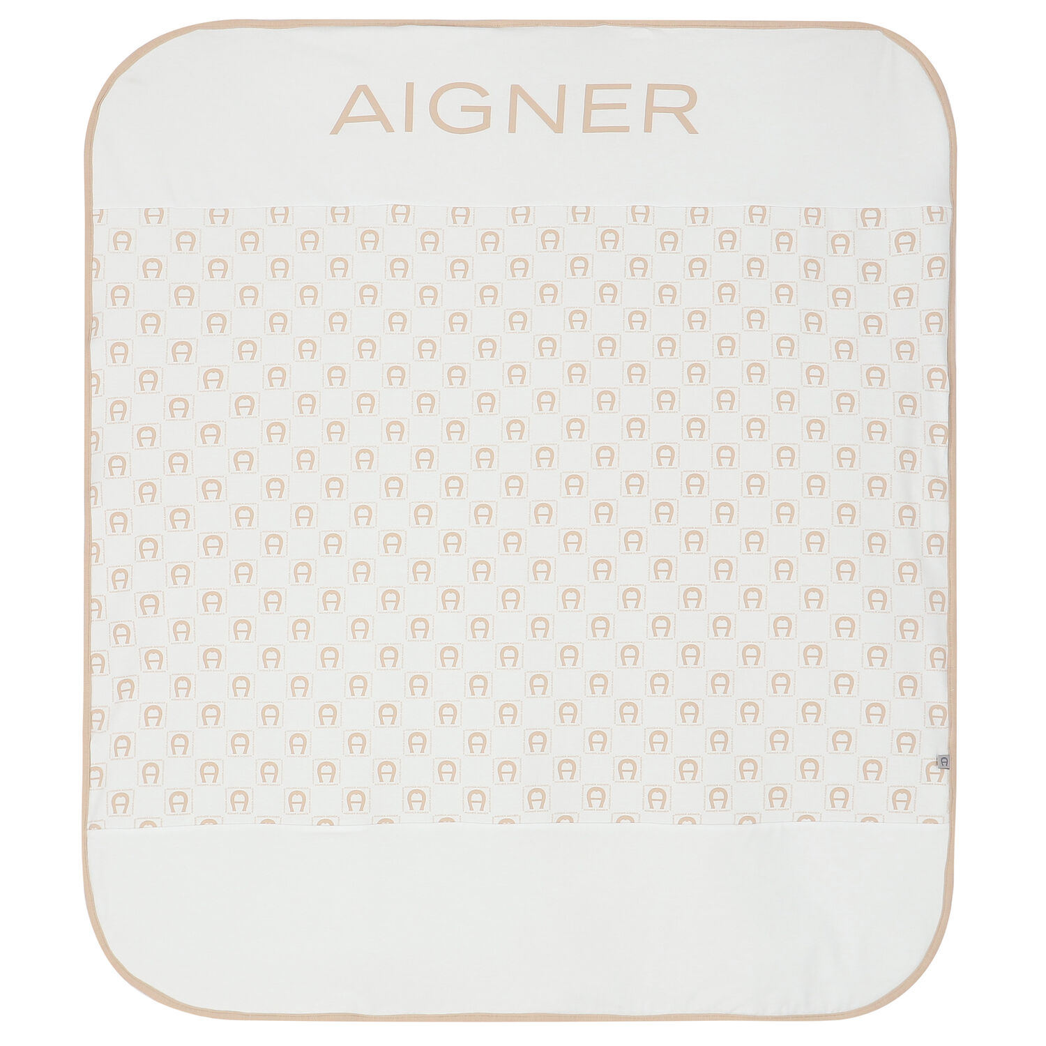 White & Beige Logo Baby Blanket, 1, hi-res