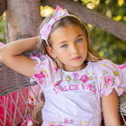 Girls Pink Floral Headband, 1, hi-res