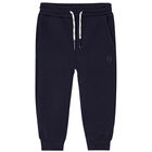 Younger Boys Navy Logo Joggers, 1, hi-res