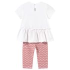 Younger Girls Pink & Ivory Leggings Set, 2, hi-res