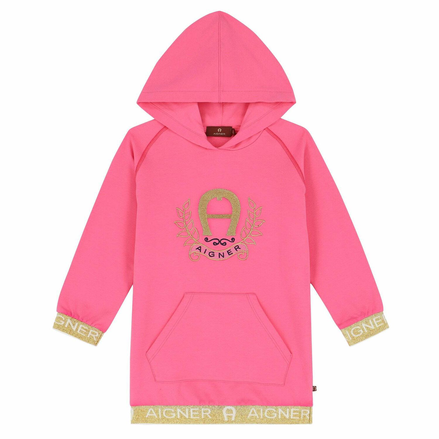Girls Pink Sweatshirt Dress, 1, hi-res