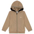 Boys Beige Logo Tracksuit, 2, hi-res