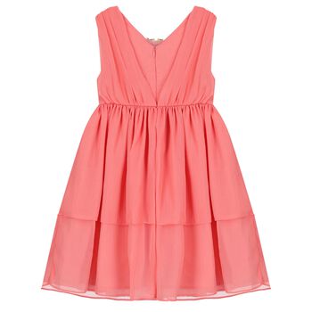 Girls Coral Embellished Chiffon Dress