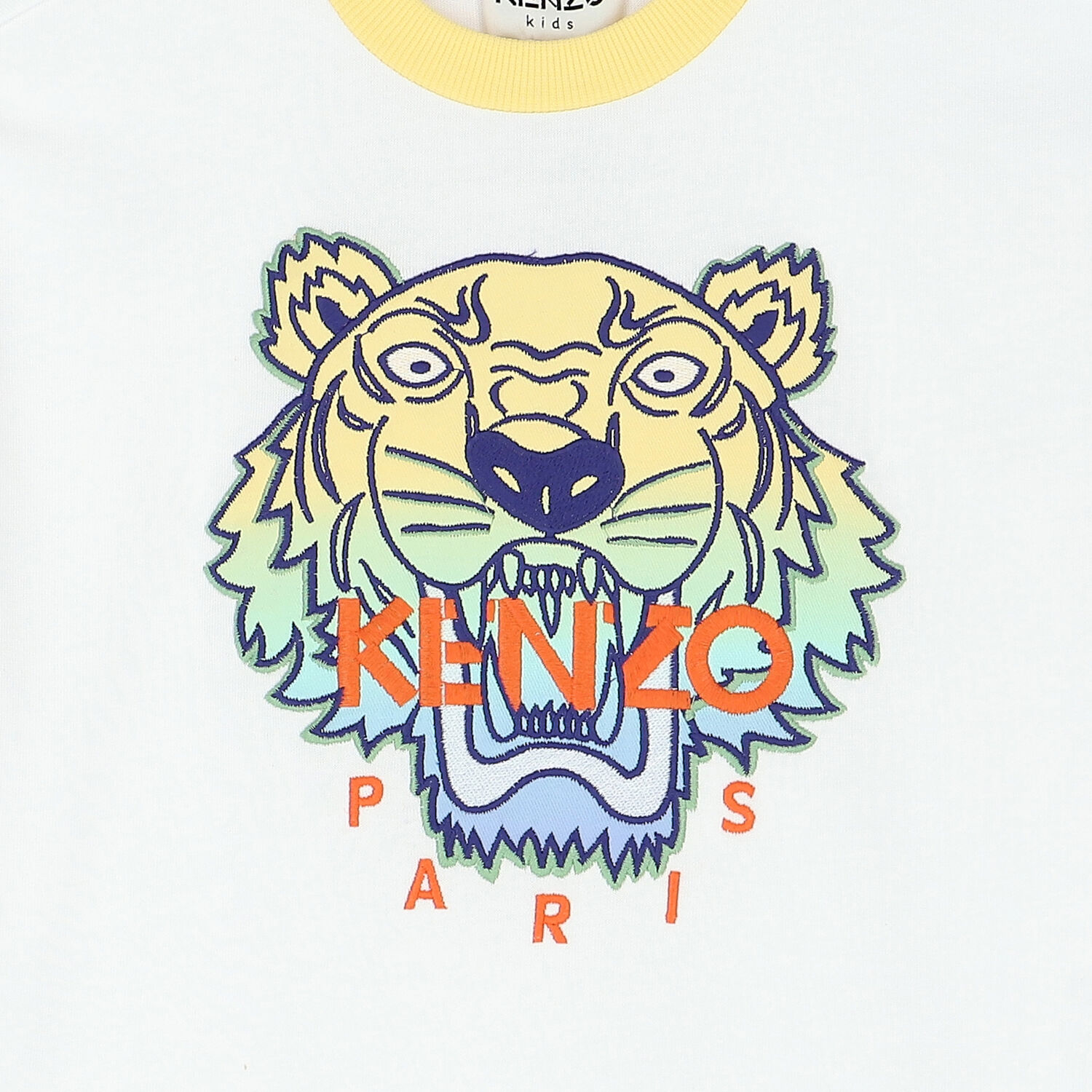 Boys White Embroidered Tiger Logo T-Shirt, 1, hi-res