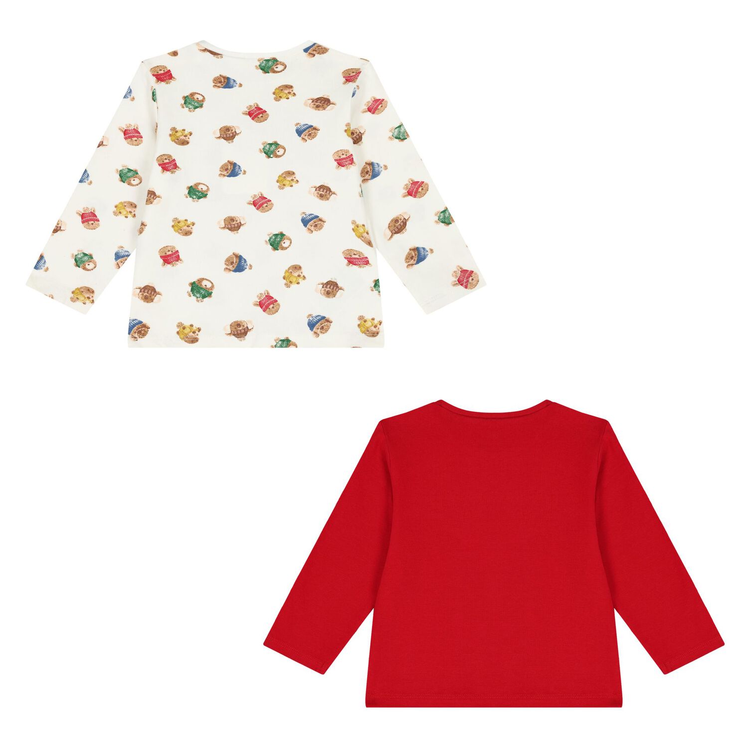 Baby Boys Red & Ivory Long Sleeve Top ( 2-Pack ), 1, hi-res