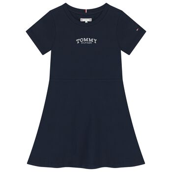 Girls Navy Blue Logo Dress