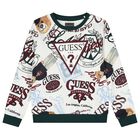 Boys White & Green Teddy Bear Logo Sweatshirt, 1, hi-res