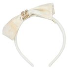 Girls White & Beige Geo Map Headband, 1, hi-res