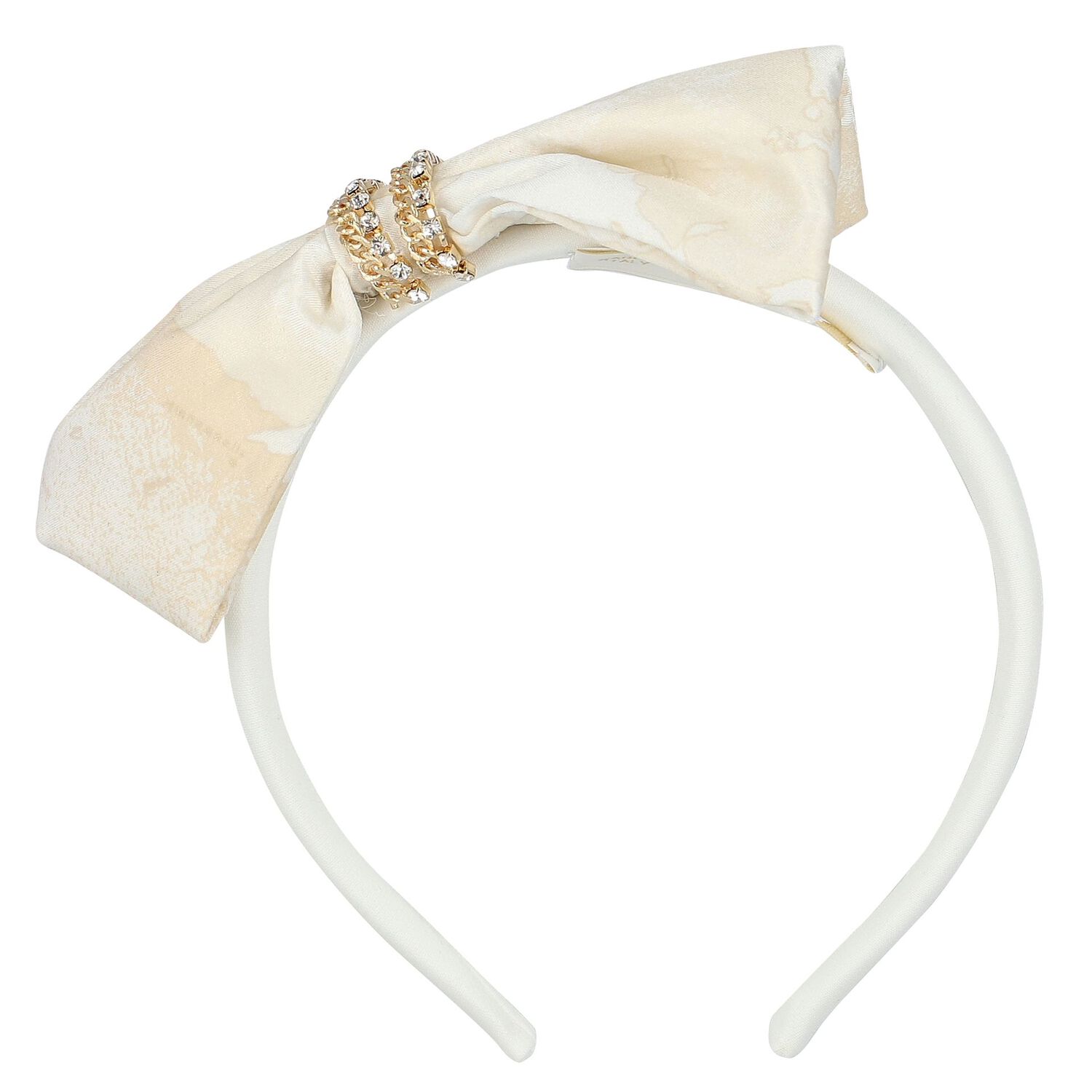 Girls White & Beige Geo Map Headband, 1, hi-res