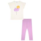 Girls Ivory & Lilac Leggings Set, 2, hi-res