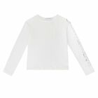 Girls White Logo Long Sleeve Top, 1, hi-res