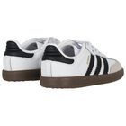 Younger White & Black Logo Samba Trainers, 1, hi-res