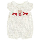 Baby Girls Ivory Teddy Bear Rompers (2 Pack), 1, hi-res