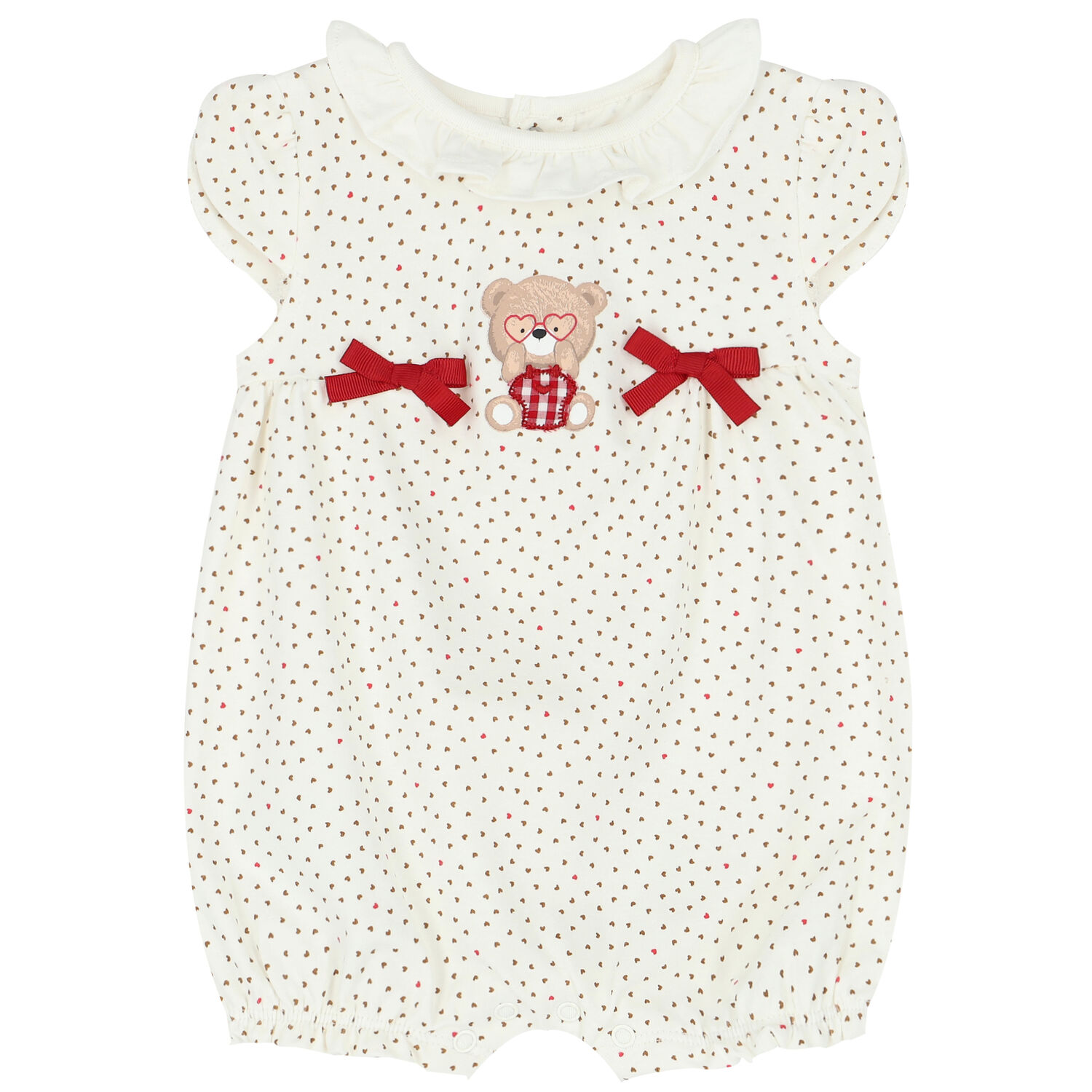 Baby Girls Ivory Teddy Bear Rompers (2 Pack), 1, hi-res image number null