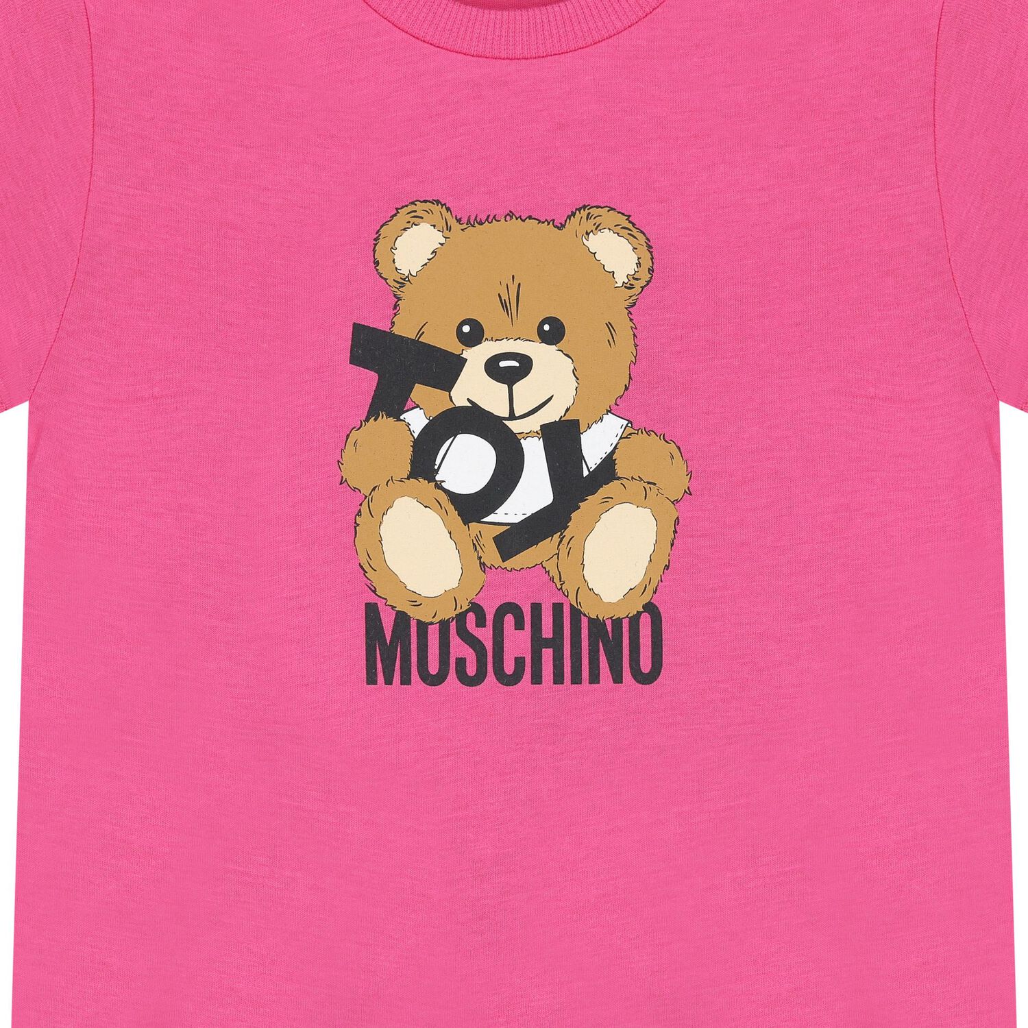 Younger Girls Pink Teddy Bear Logo T-Shirt, 5, hi-res