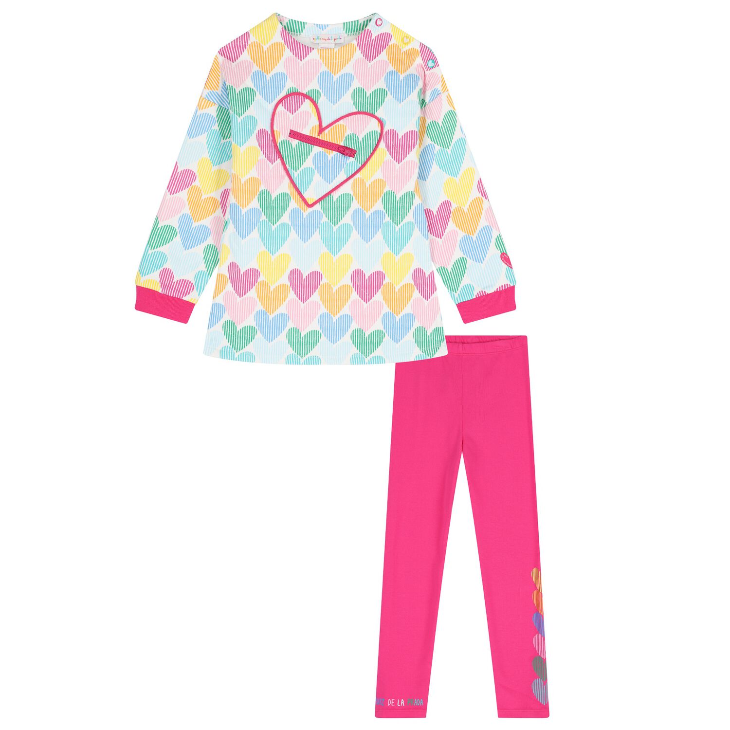 Girls Multi-Coloured Heart Leggings Set, 1, hi-res