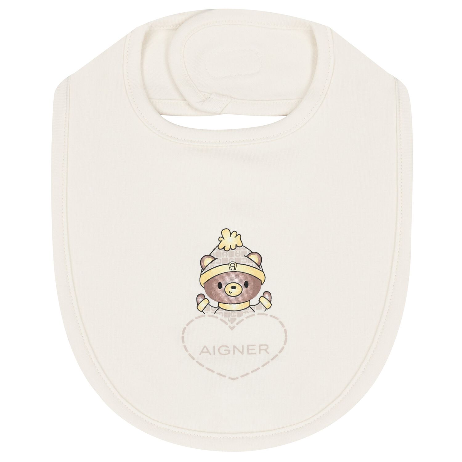 Ivory Teddy Bear Logo Baby Bib, 1, hi-res