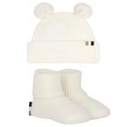 Ivory Baby Hat & Booties Gift Set, 1, hi-res