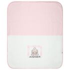 Baby Girls White & Pink Teddy Bear Logo Blanket, 3, hi-res