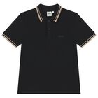 Boys Black Logo Polo Shirt, 2, hi-res