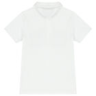 Boys White Logo Polo Shirt, 1, hi-res