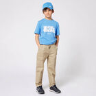 Boys Beige Logo Trousers, 1, hi-res