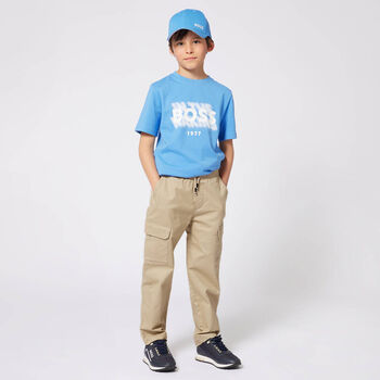 Boys Beige Logo Trousers
