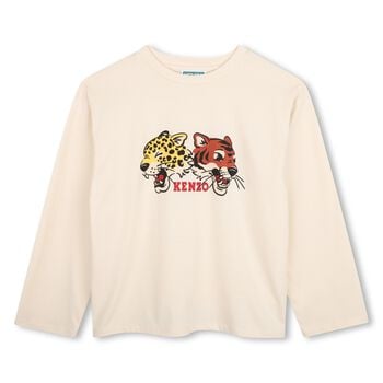 Beige Tiger & Friend Logo Long Sleeve Top