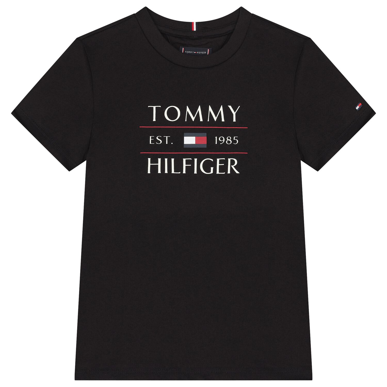 Boys Black Flag Logo Cotton T-Shirt, 1, hi-res image number null