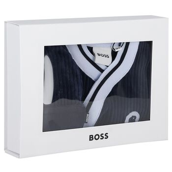 Baby Boys Navy Blue Logo Babygrow Gift Set