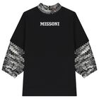 Girls Black Logo Zig Zag Dress, 1, hi-res