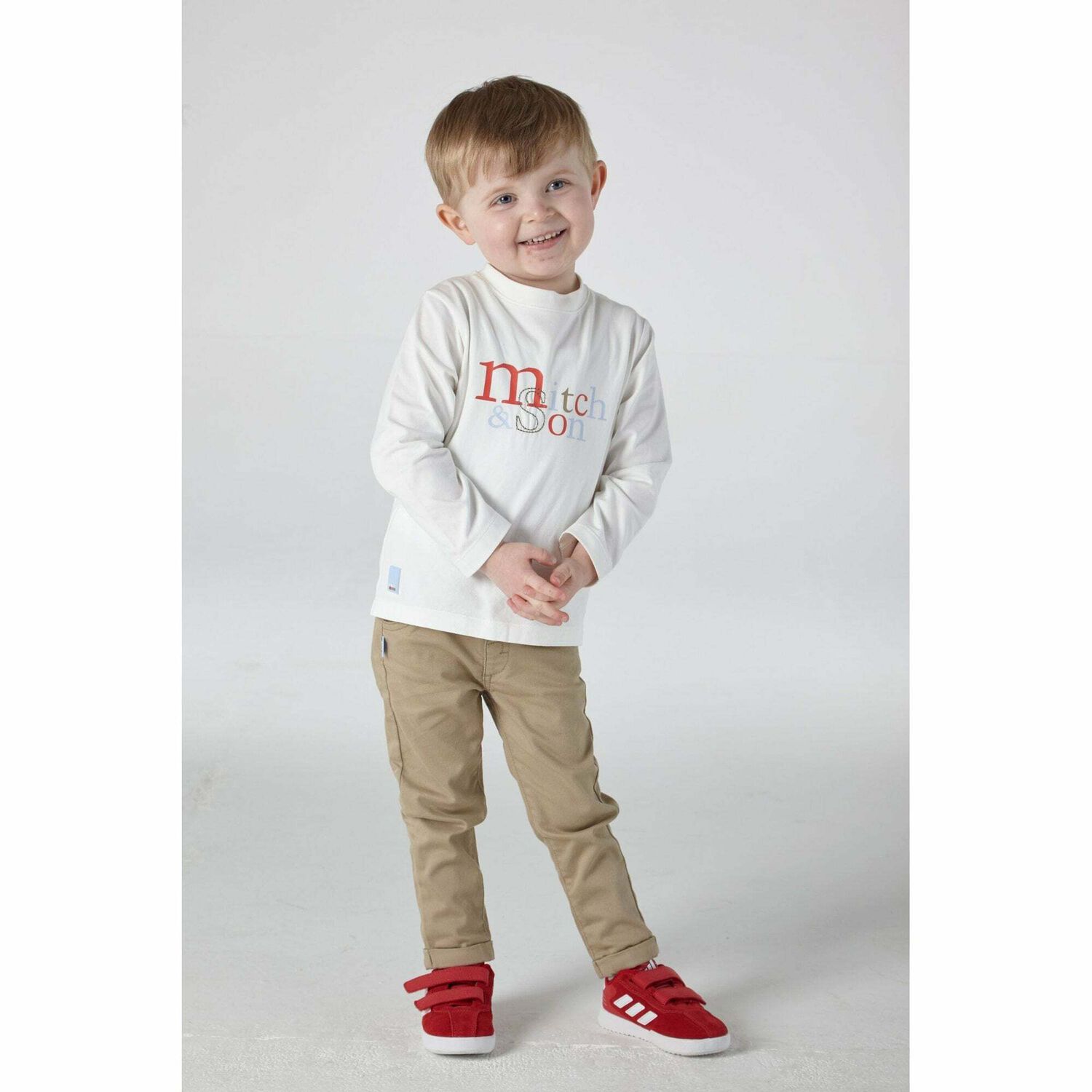 Boys White Logo Top, 1, hi-res